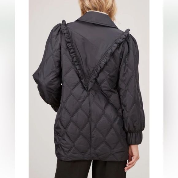 Ganni Ripstop Quilt Jacket in Black -36 - Picture 4 of 7